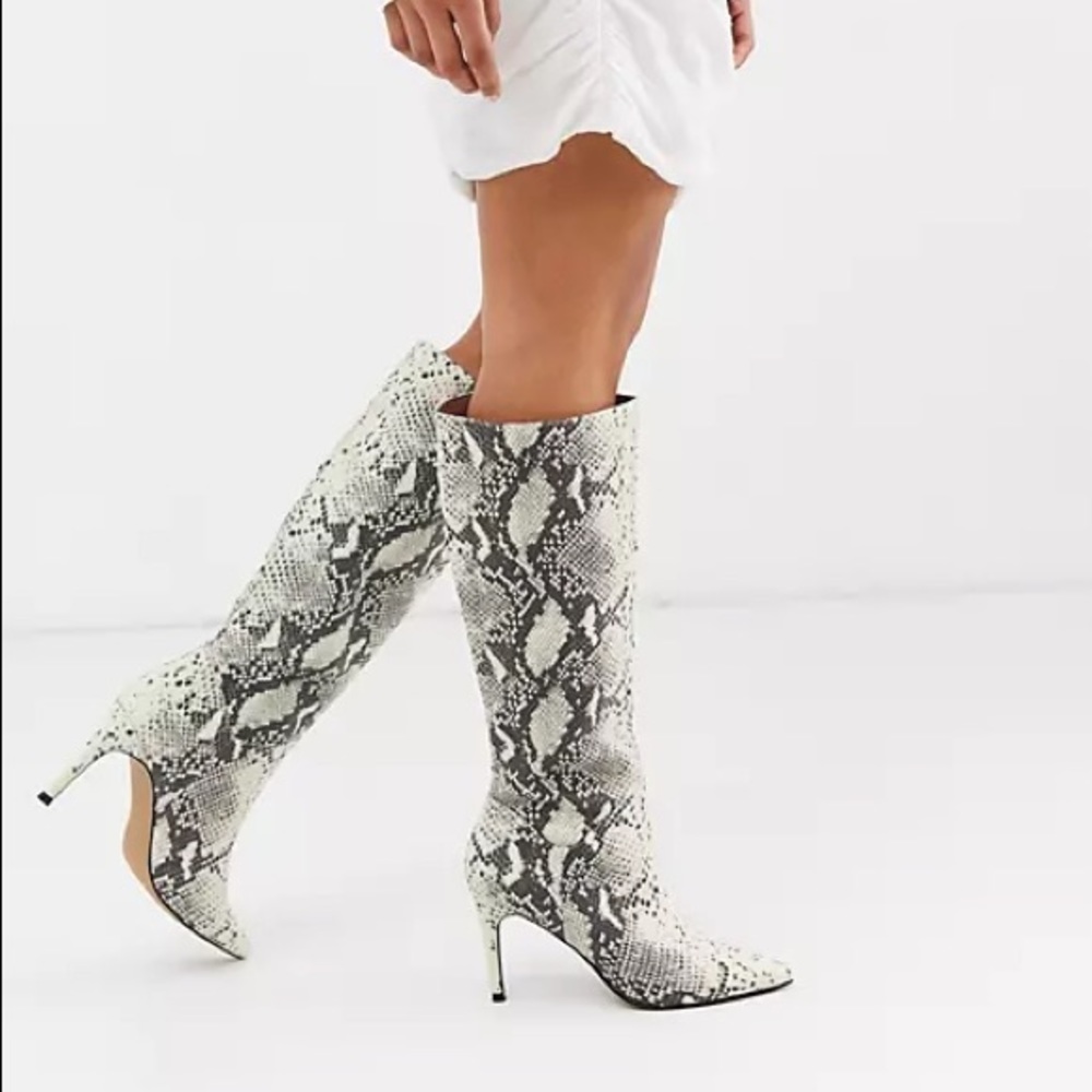 Steve Madden Kinga knee high heel boot in natural snake